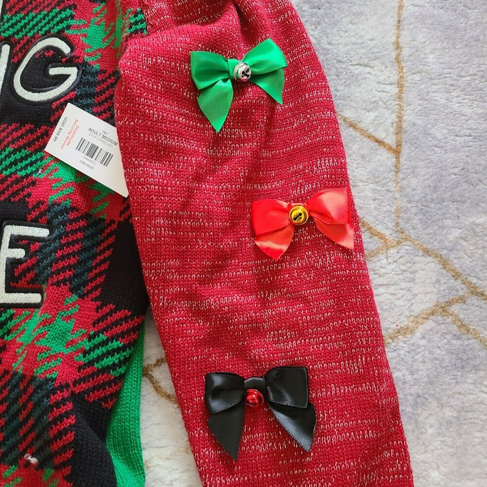 Spencer's Light Up Ugly Christmas Sweater Sound Effect Jingle Bells Medium NWT - Picture 6 of 9